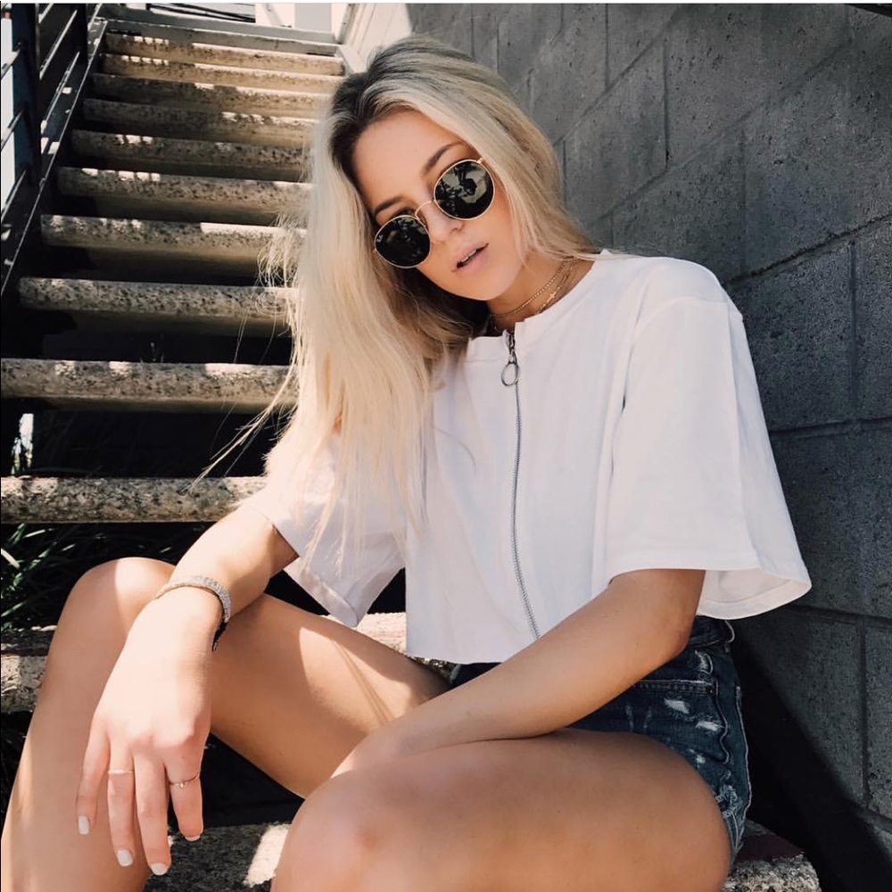 Emma and Sam white crop top